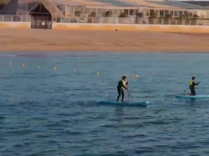 Personas haciendo paddle en el mar